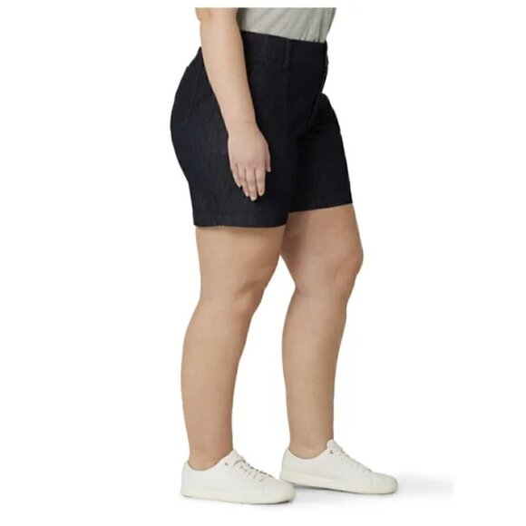 Lee Rider's Women's Plus Size 7" Black Midrise Utility Stretch Short In Rinse 18 - Picture 2 of 6